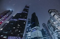 high rise buildings during night time