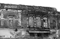 A charming old building with intricate details and textures.