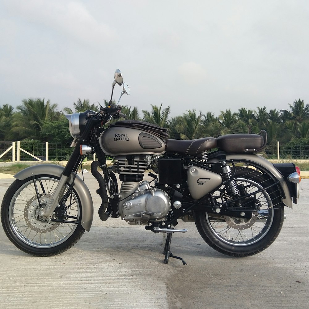 black and silver cruiser motorcycle