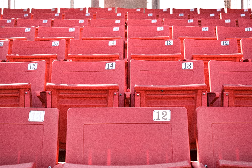 red plastic chairs with no people