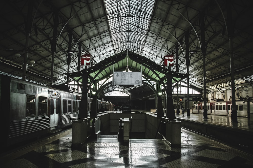 white train in train station