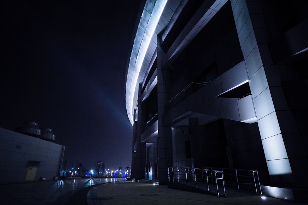 white and black concrete building during night time