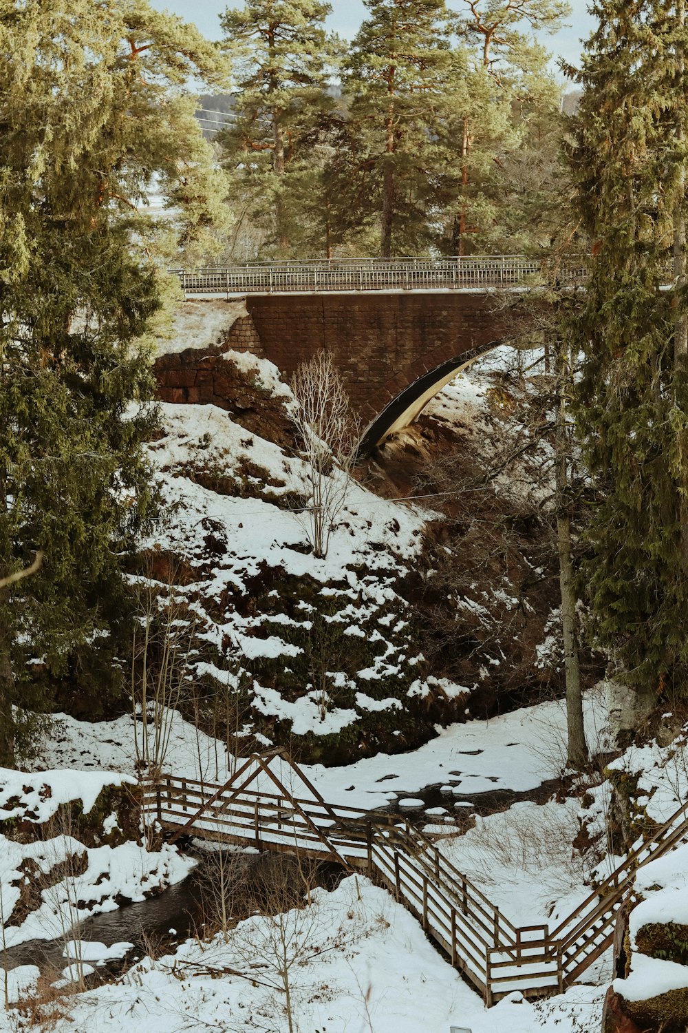 brown concrete bridge over river