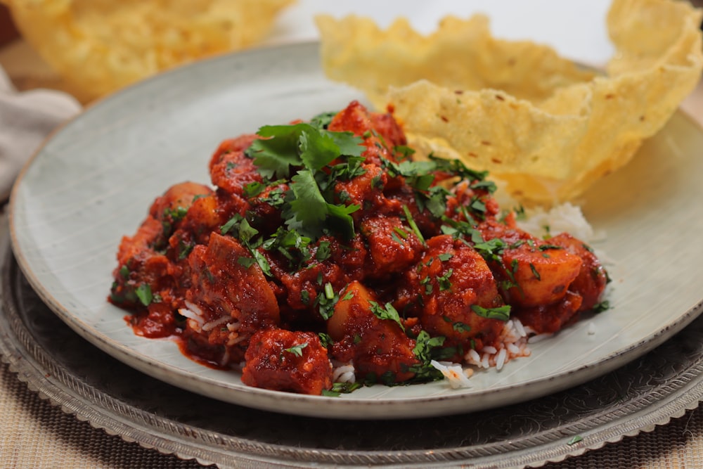 cooked food on white ceramic plate