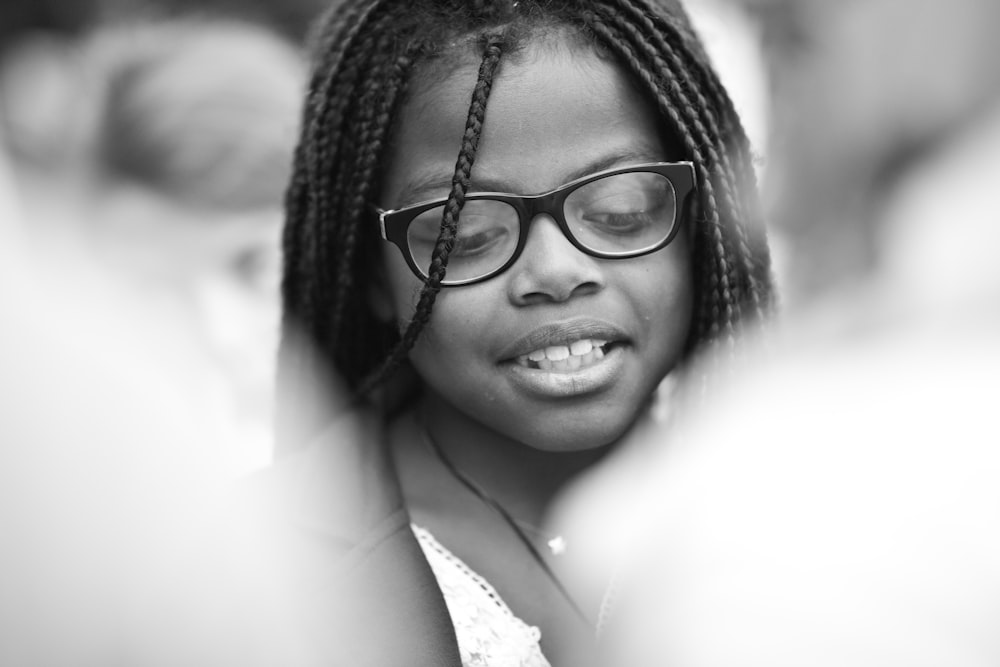 woman wearing black framed eyeglasses