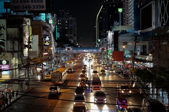 cars on road during night time in Phetchaburi Thailand