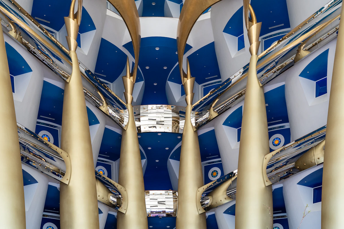 Gold and blue luxury metal decor