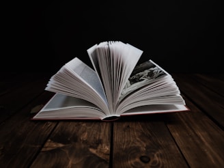 white book on brown wooden table