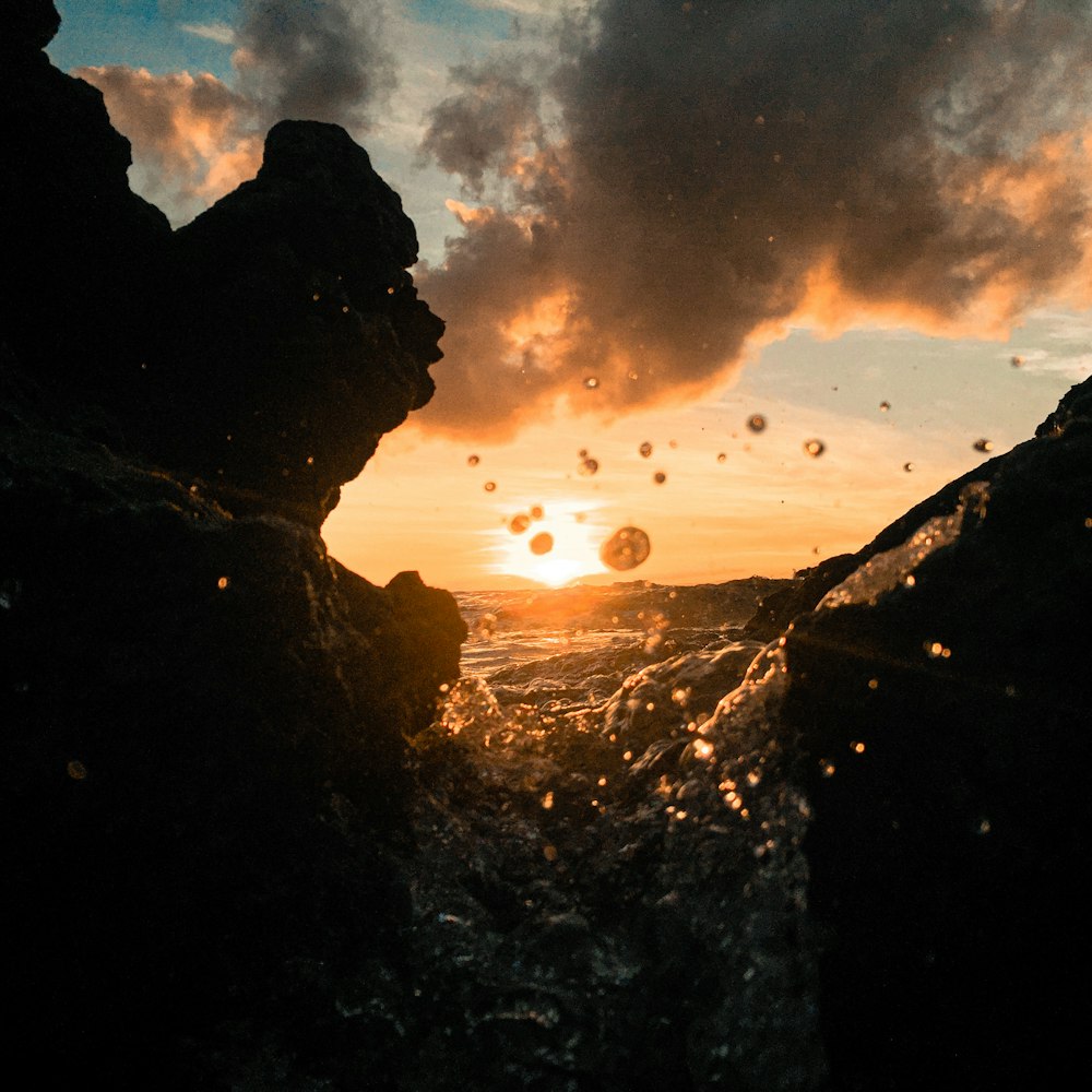 silhouette of mountain during sunset