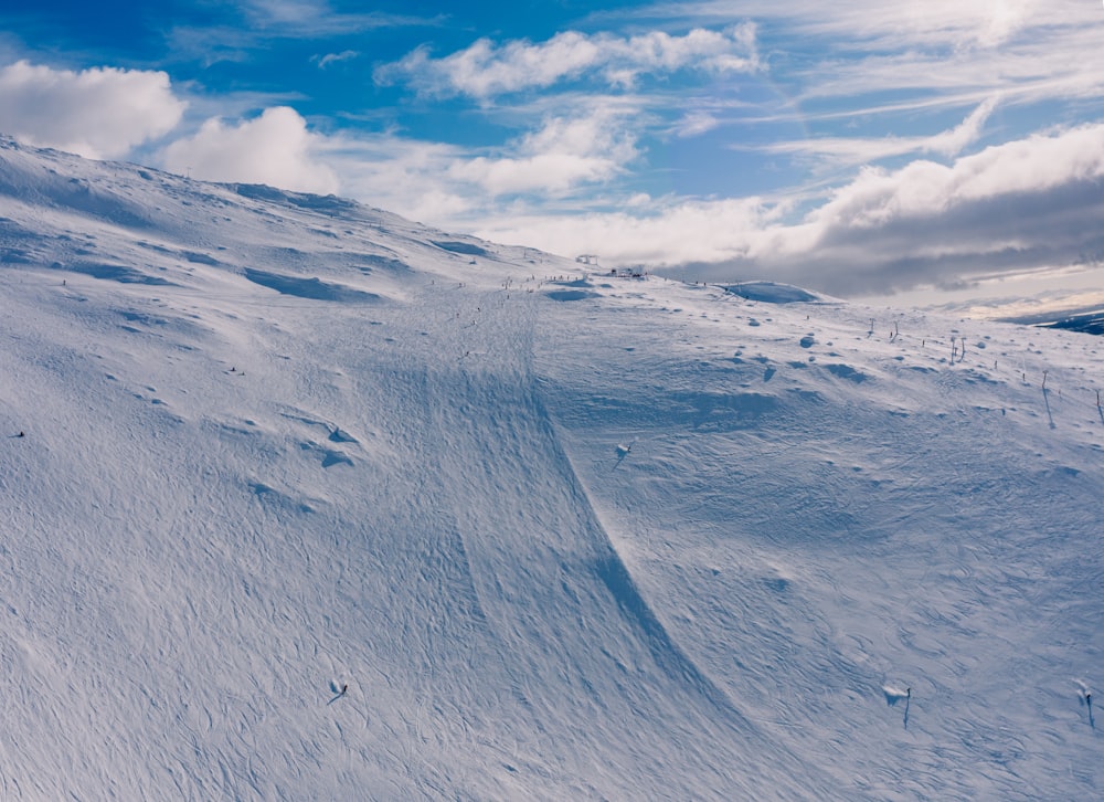 昼間の青空に覆われた雪山