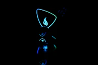 A futuristic sci-fi game interface showing high-tech gadgets and neon-lit environments.