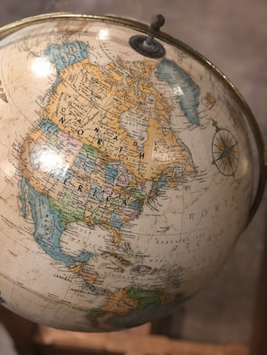 blue and brown desk globe
