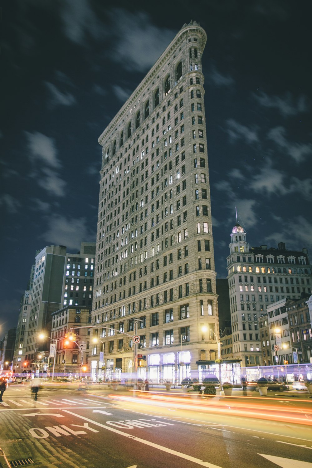 white concrete building during night time