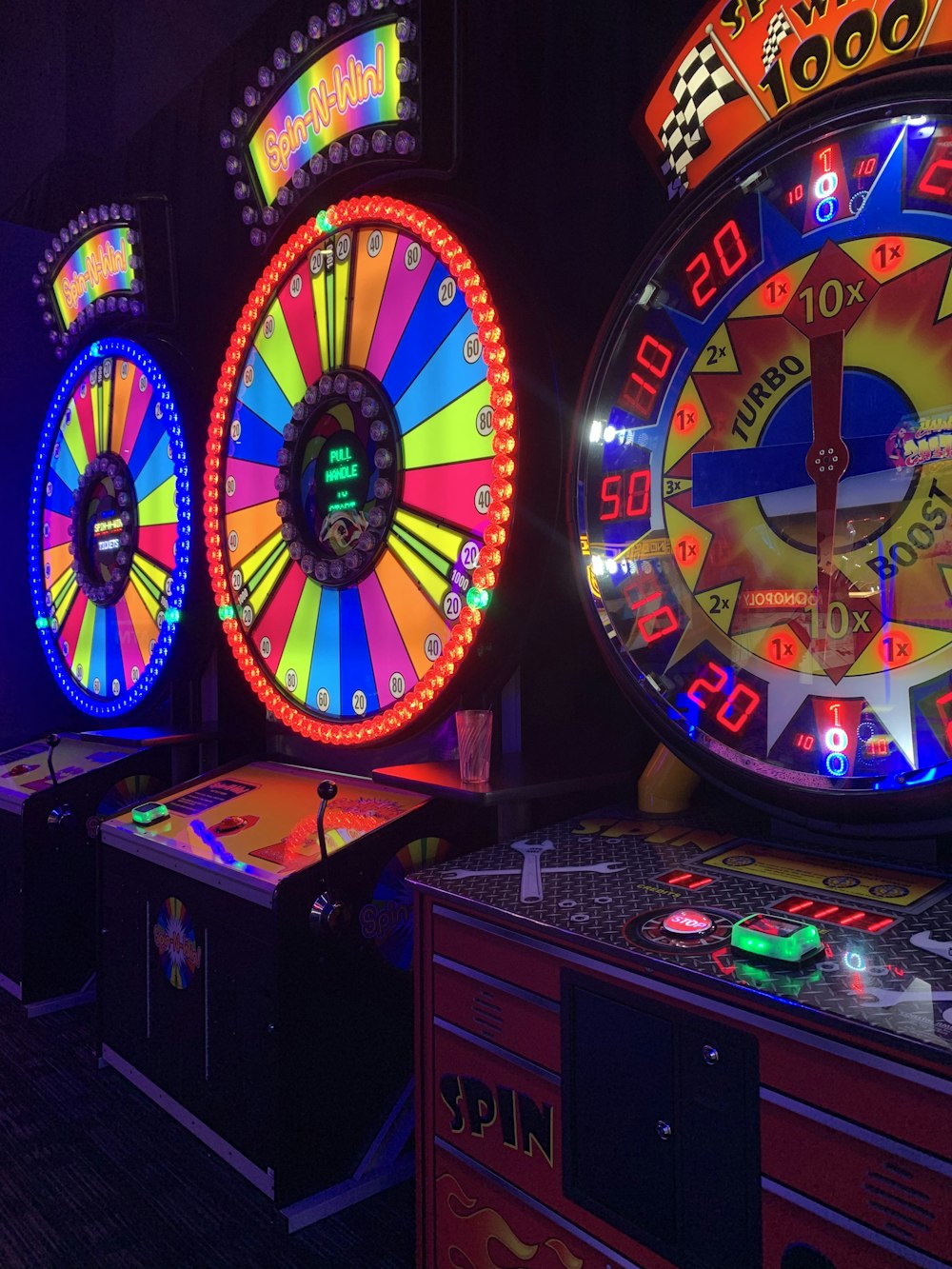 black and blue arcade game machine