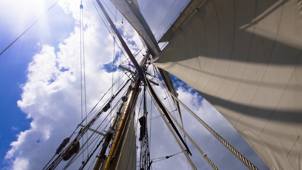 white sail boat on water