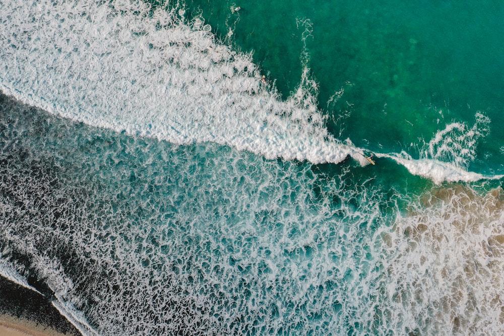 aerial view of ocean waves