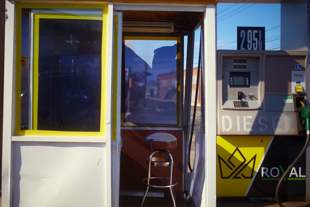 yellow and white train door