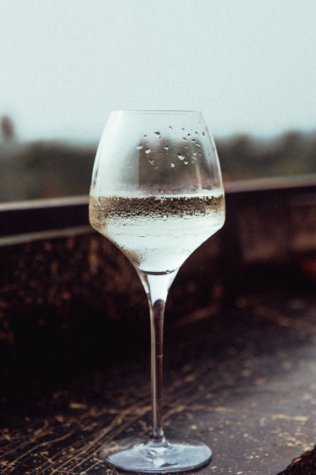 clear wine glass with white liquid