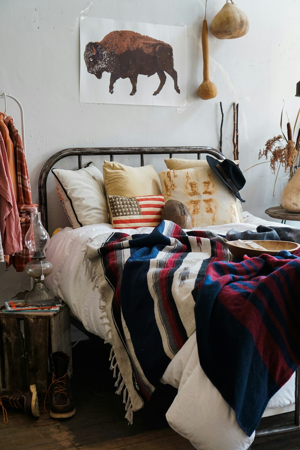 white and blue bed linen