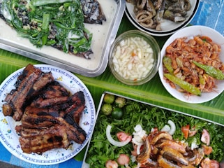 cooked food on white ceramic tray