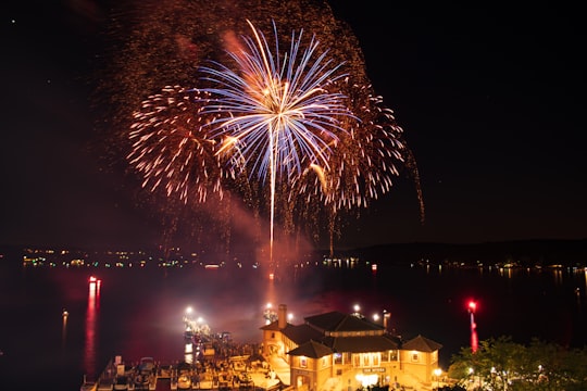 fireworks display over city during night time in Lake Geneva United States