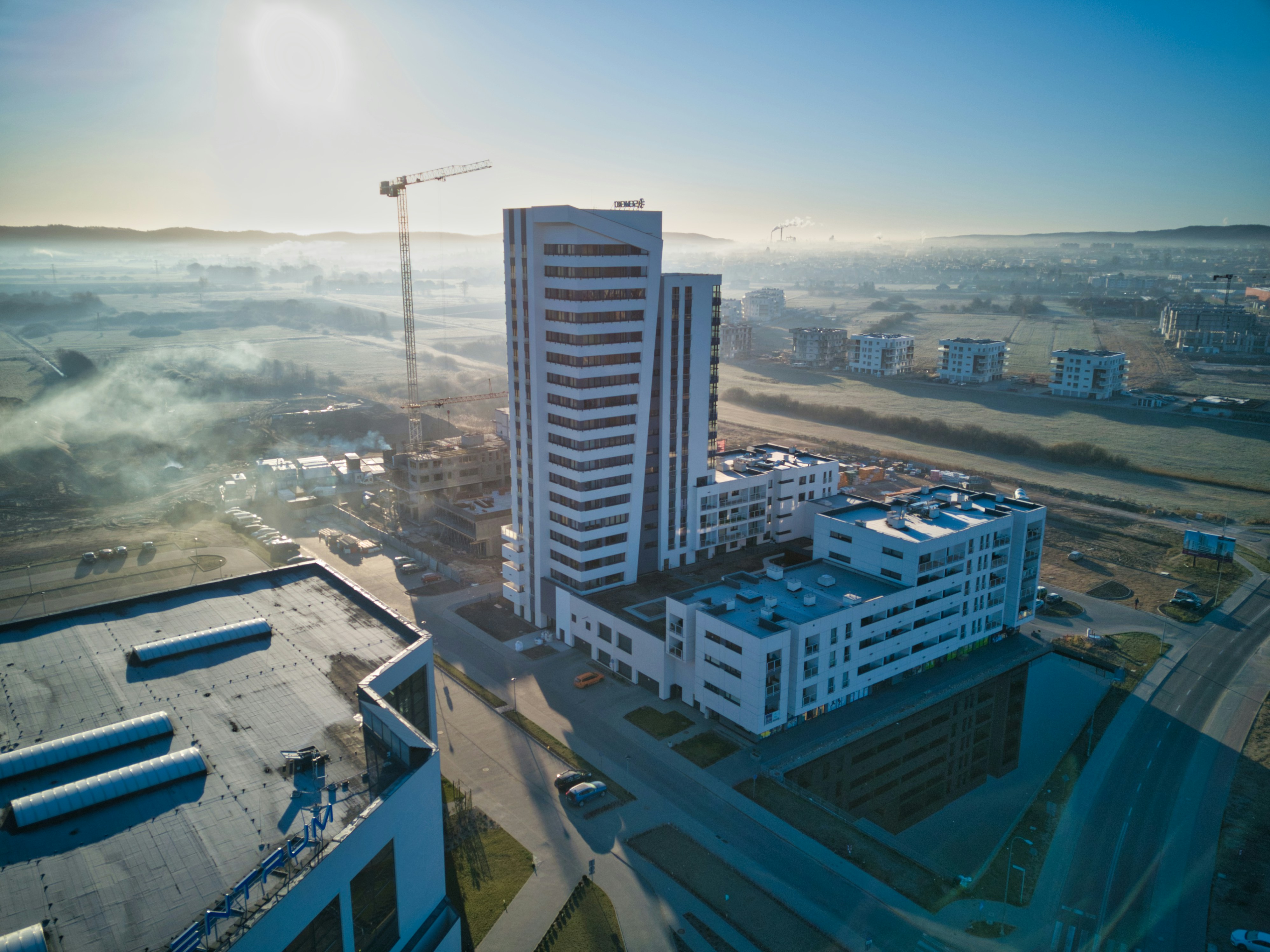 an aerial view of a building under construction