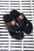 black and brown leather sandals