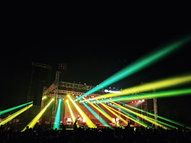 people watching concert during night time