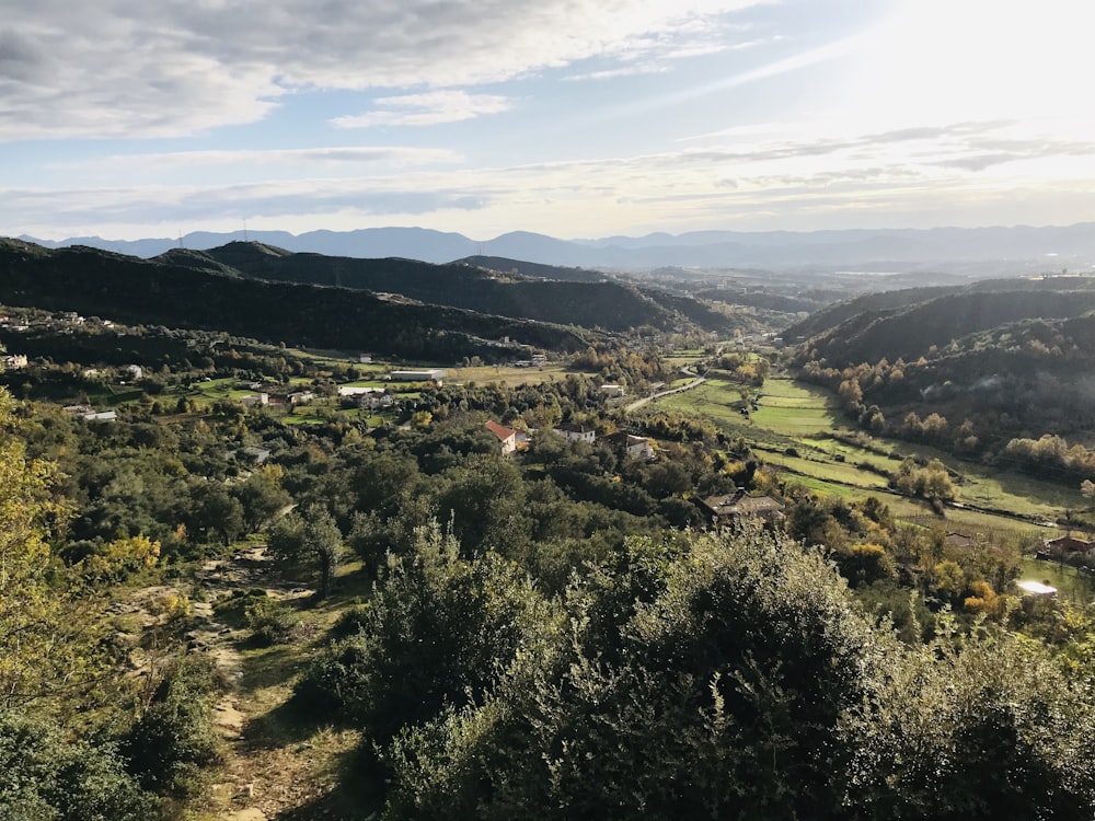 green trees and mountains under white clouds and blue sky during daytime