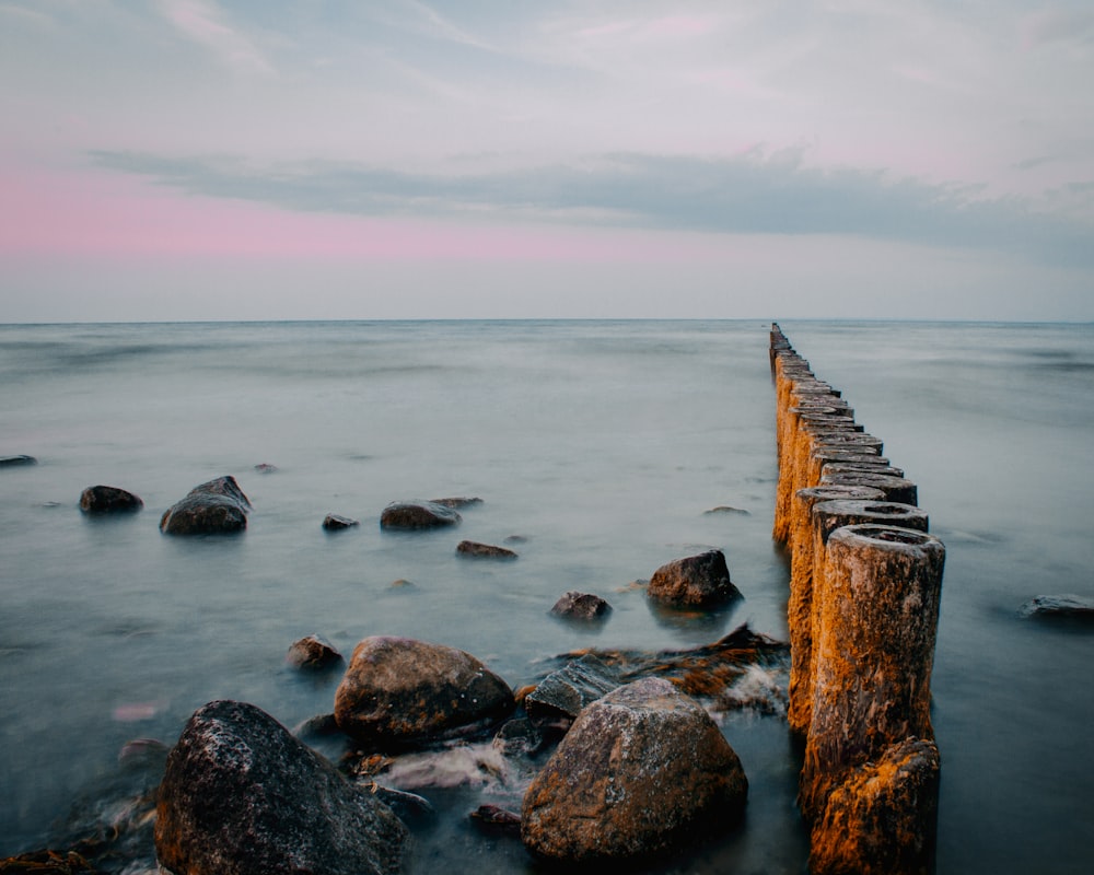 brown wooden dock on body of water during daytime