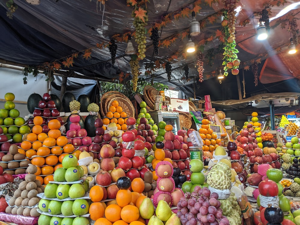 fruit stand under the tree