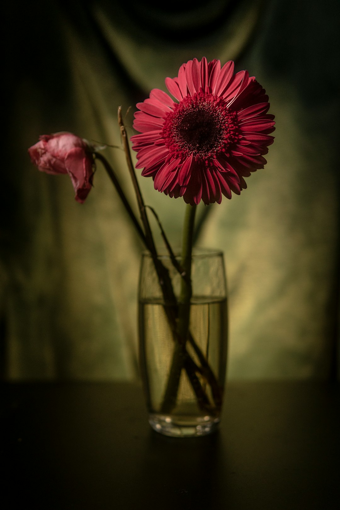 pink flower in clear glass vase