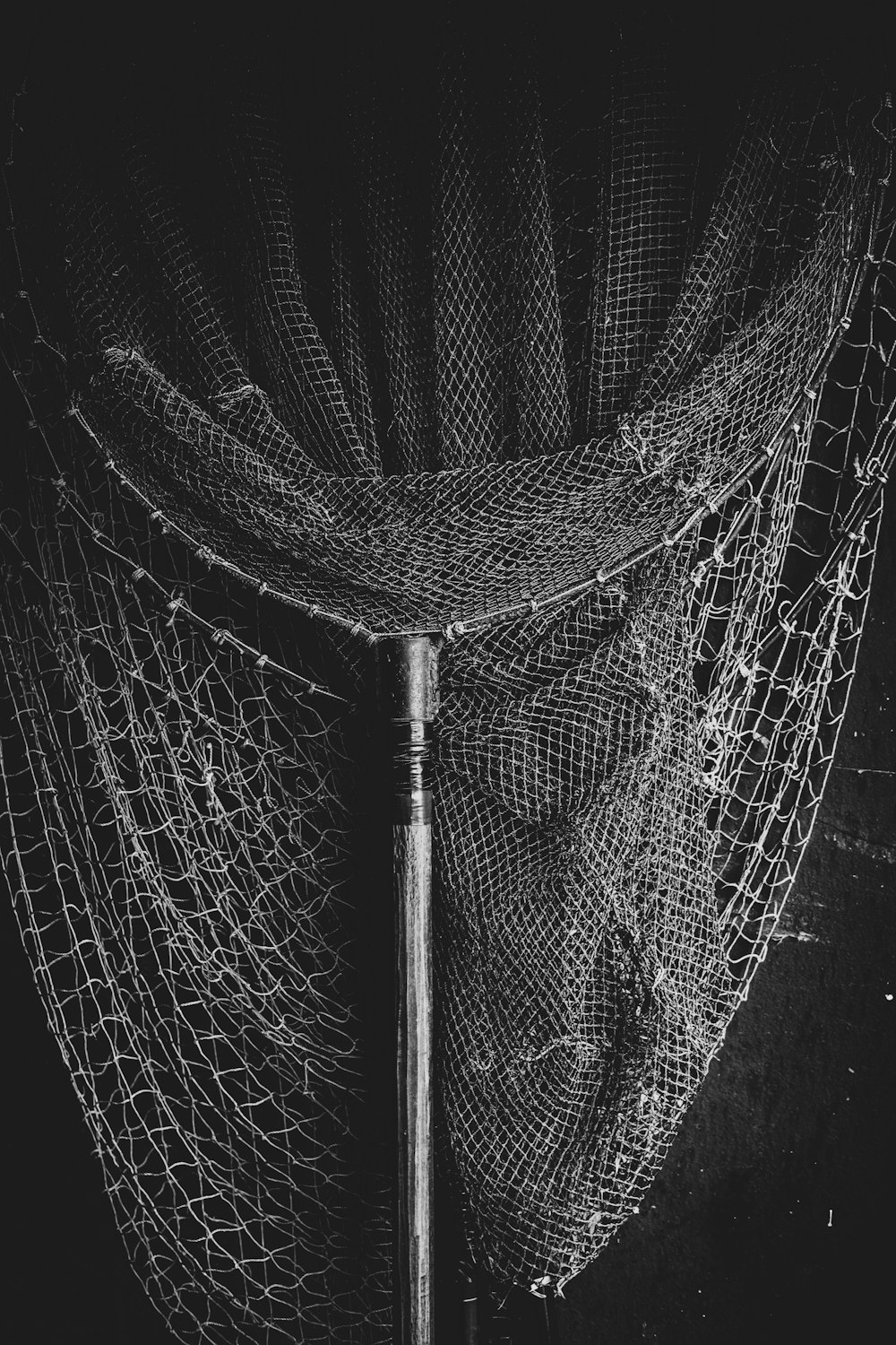 black and white photo of a net