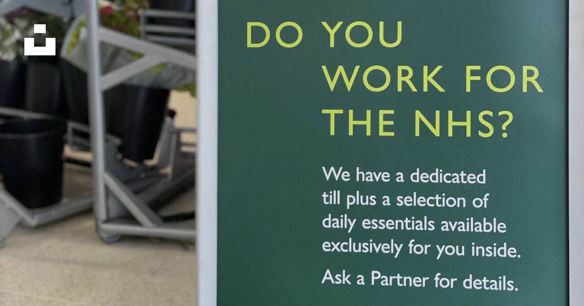 Nhs Plus Sign A sign that says do you work for the nhs? photo – Free Help Image on ...