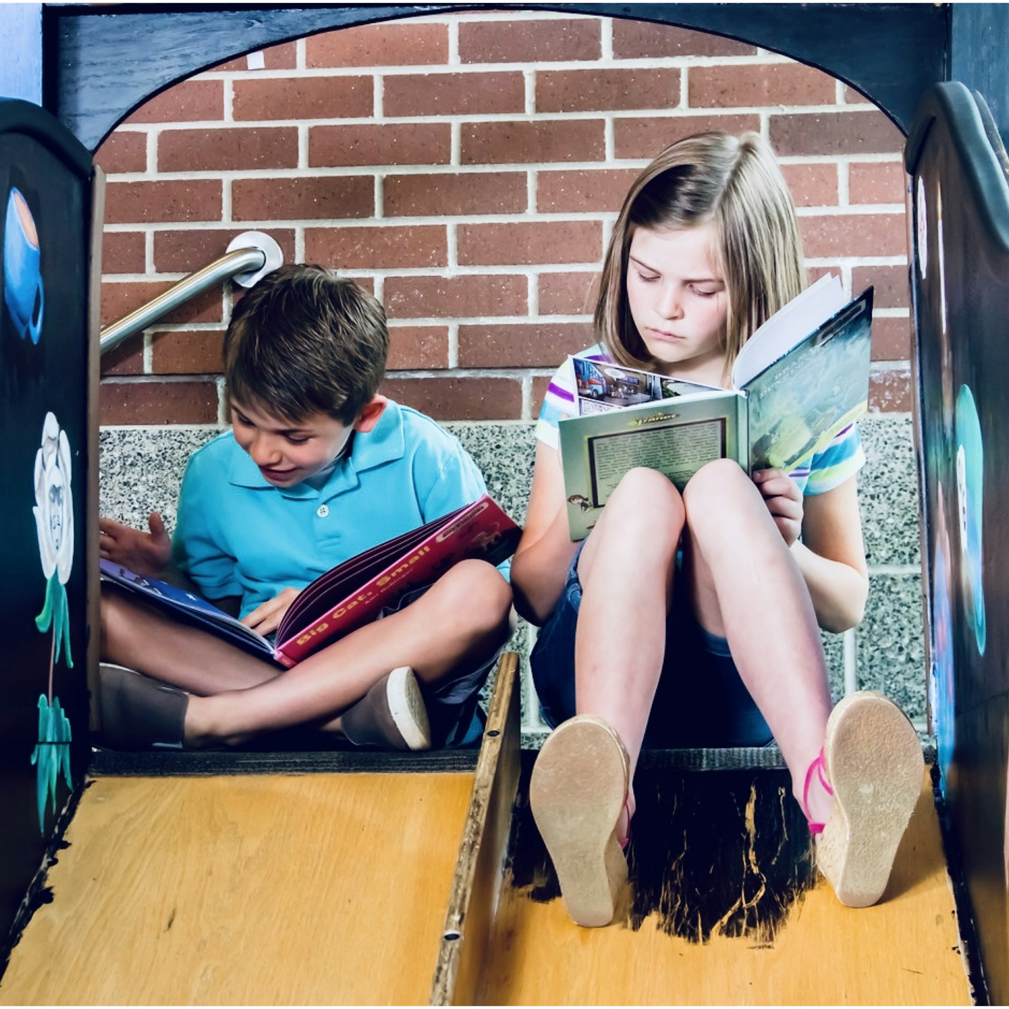 Two children devour the books they are reading and simply ignore the slide upon which they sit. A good book will transform young minds, create a lifelong love for learning. Summer reading programs at local libraries are the best way to keep kids engaged in learning over the summer months. 

https://www.instagram.com/AwCreativeUT/

https://www.etsy.com/shop/AwCreativeUT

https://www.citystorageif.com/
#AwCreativeUT #awcreative #AdamWinger Adam Robert Winger 