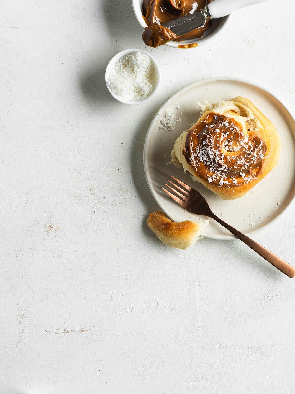 brown pie on white ceramic plate