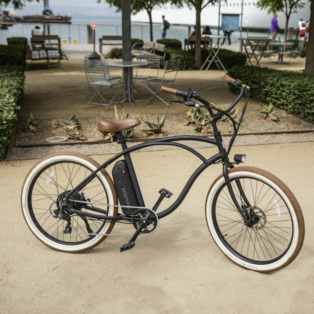 black city bike on gray concrete floor