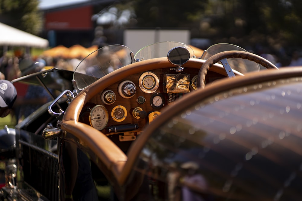 brown and black classic car