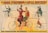 A vintage circus poster featuring performers in colorful costumes balancing on bicycles. The background has a gradient of oranges and yellows, and the text above and below promotes 'The Adam Forepaugh and Sells Brothers' circus, highlighting 'The Miraculous Melrosas' as mid-air riders of the standard wheel. Performers are holding long poles for balance, and the scene conveys a sense of acrobatics and entertainment.