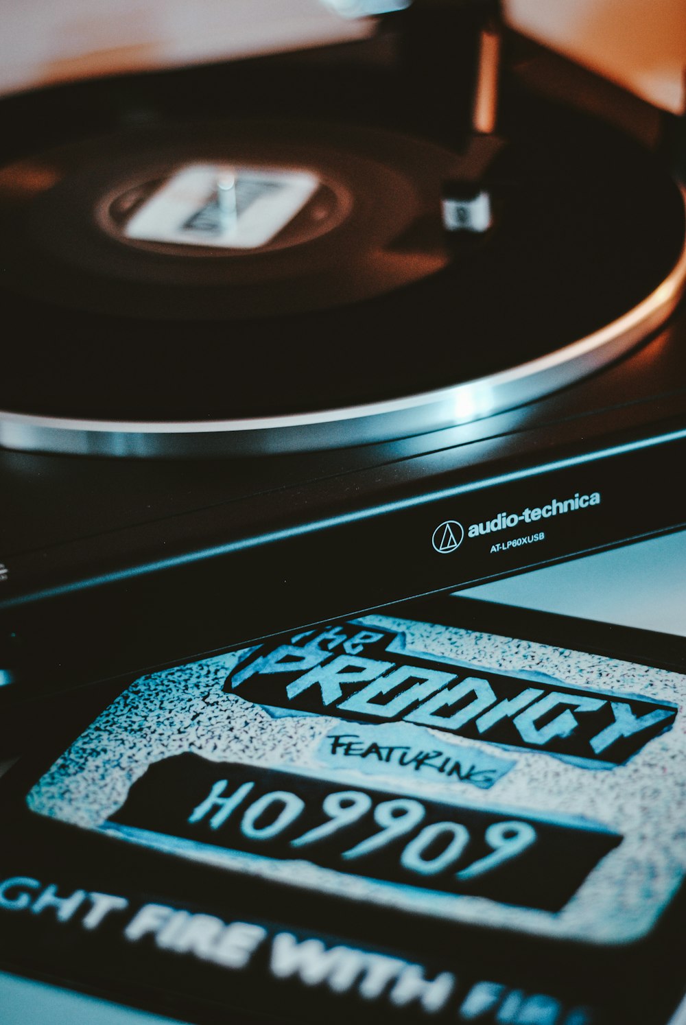 black and silver vinyl record