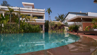 green palm tree near swimming pool during daytime
