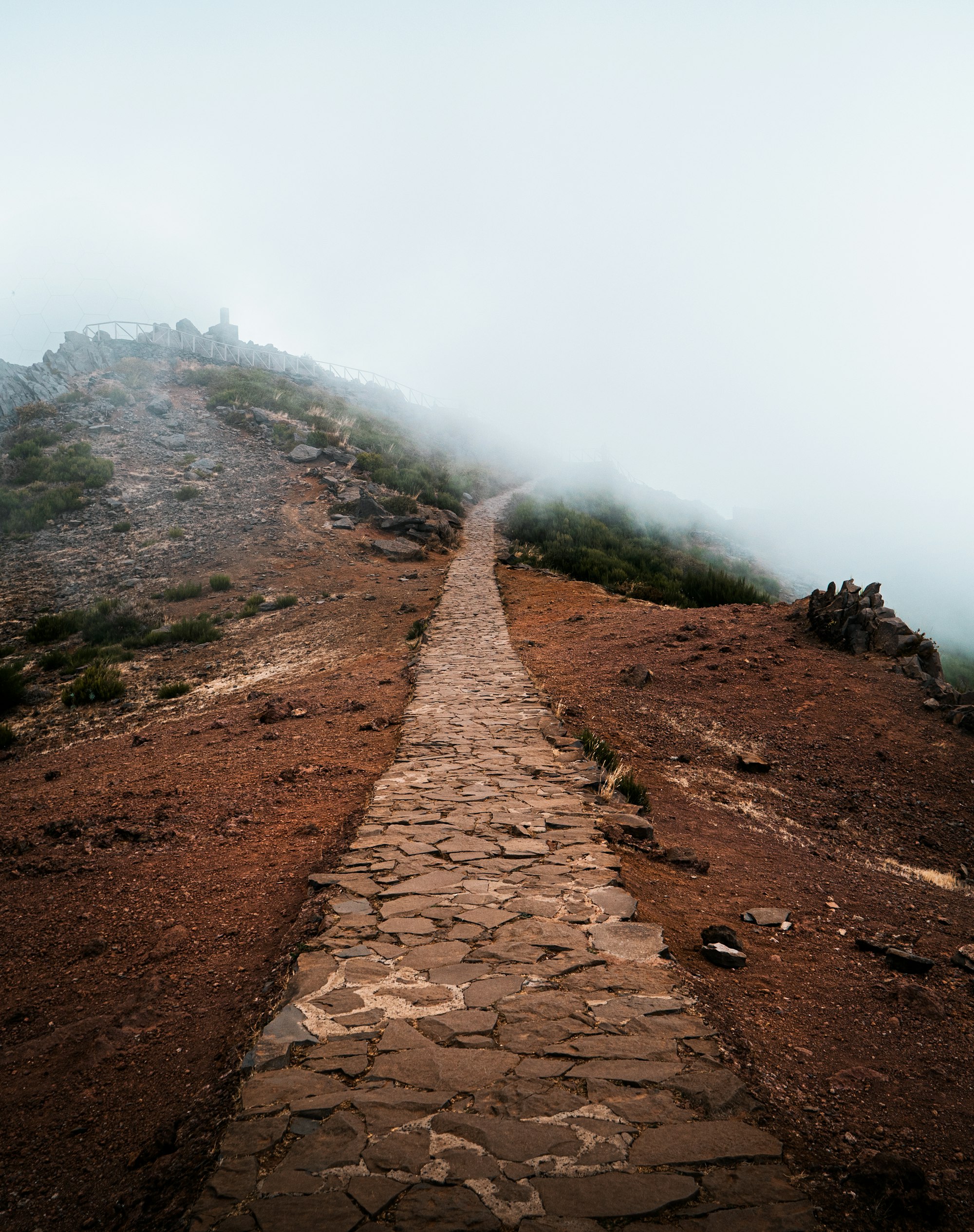 Walking into the clouds.