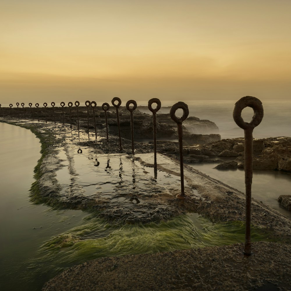 Gewässer in der Nähe der Brücke während des Sonnenuntergangs