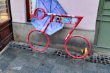 Bicycle rack outside the hostel for guest use