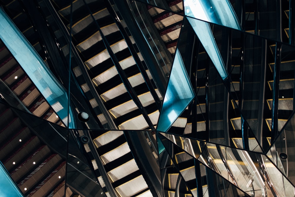 black and blue glass building