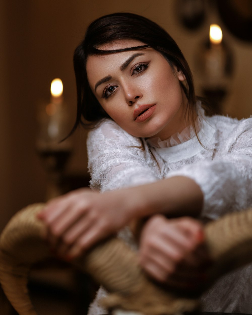 woman in white long sleeve shirt