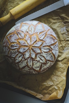 brown and white round ornament