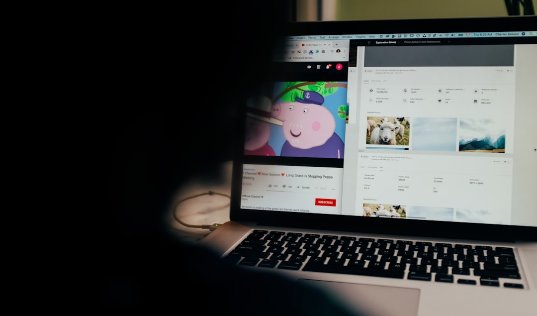 macbook pro turned on displaying facebook page, Figma and Peppa Pig