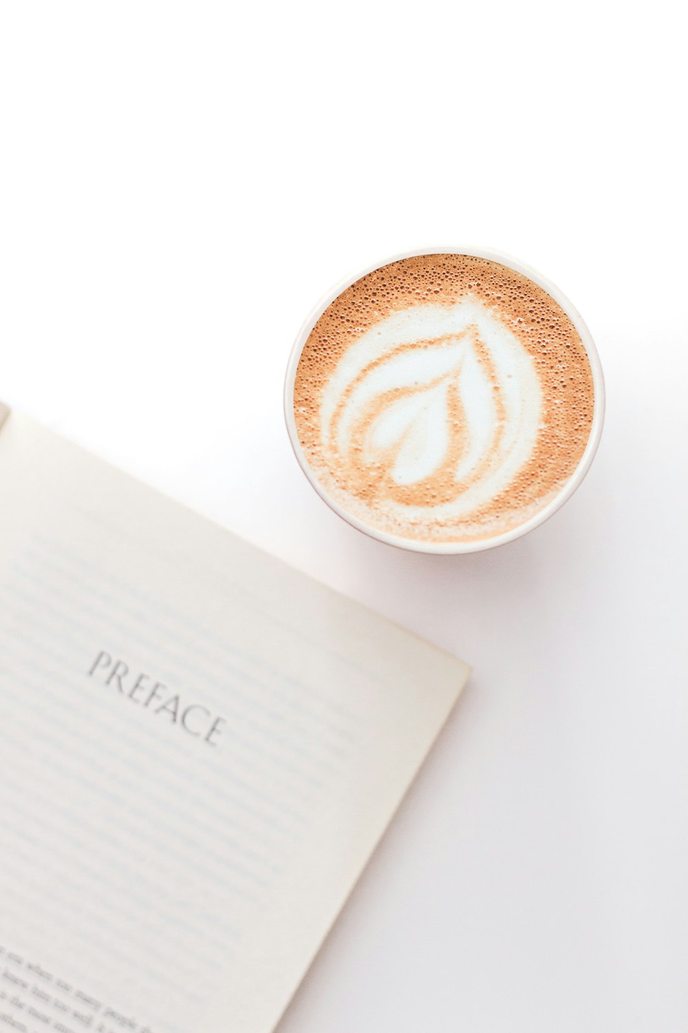 white ceramic mug with cappuccino