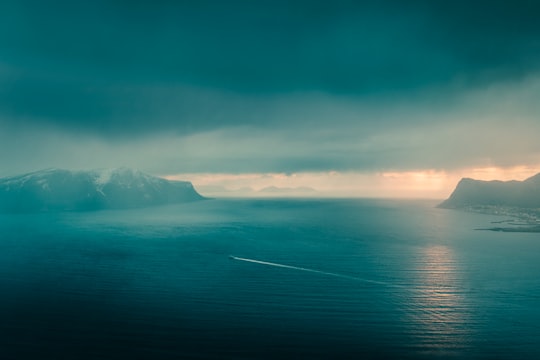 body of water near mountain during daytime in Alesund Norway